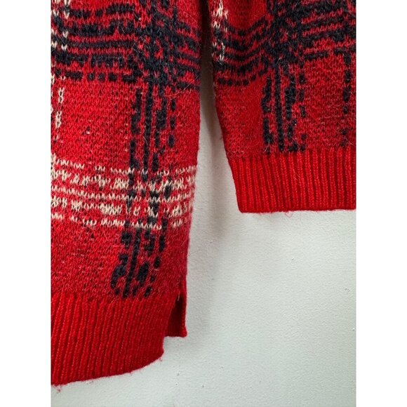 Ann Taylor Size Small Red Plaid Sweater Wool Mohair blend - Picture 4 of 5
